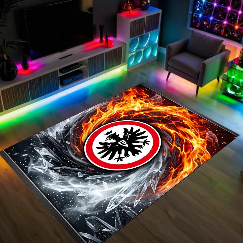 Eintracht Frankfurt Football Design Crystal Velvet Carpet Cozy Non?Slip Printed Rug For Bedroom Living Room Entrance