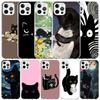 Мультяшный Милый Черный Кот Чехол Для Телефона Для IPhone 16 17 Air 16E 15 14 Plus 13 Mini 12 11 Pro Max 7 8 + SE 2020 Мягкий ТПУ Задняя Крышка 16
