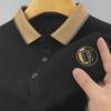 Men's Summer Ice Silk Embroidered Polo Shirt with Lapel