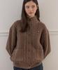 OURHOPE Caroline Wool High-Neck Button Cardigan - Brown