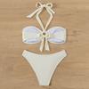 Женский комплект бикини с металлическим кольцом и высокой талией, двухсекционный купальник, сексуальный купальник с вырезом на шее для пляжной вечеринки
