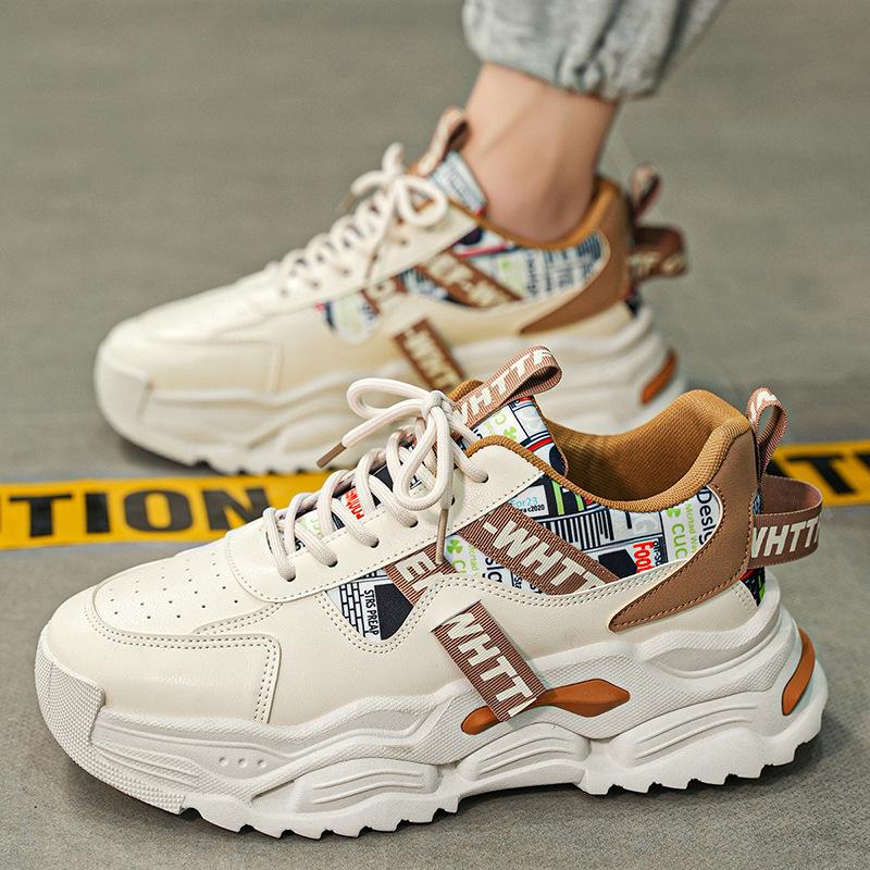 New ModelTrendy Men'S Shoes, Spring/Autumn Running Sneakers, Youth Fashion Versatile Thick-Soled Height-Increasing Dad Trendy Shoes