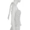 Dot Sleeveless Crop Top Lace Up Women Camisole Stylish Halter Ruffle Vest Top  Summer
