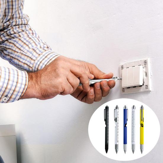 Мультитул Ручка Многофункциональные Ручки со Светодиодной Подсветкой Плоская Крестовая Отвертки Уровень Линейка Открывалка для Бутылок Стилус Крутые Гаджеты Подарки для Мужчин