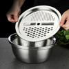 Multi Functional Vegetable Cutter, Shredder Plate, Stainless Steel Shredder Basin, Three Piece Set, Kitchen Shredder Tool