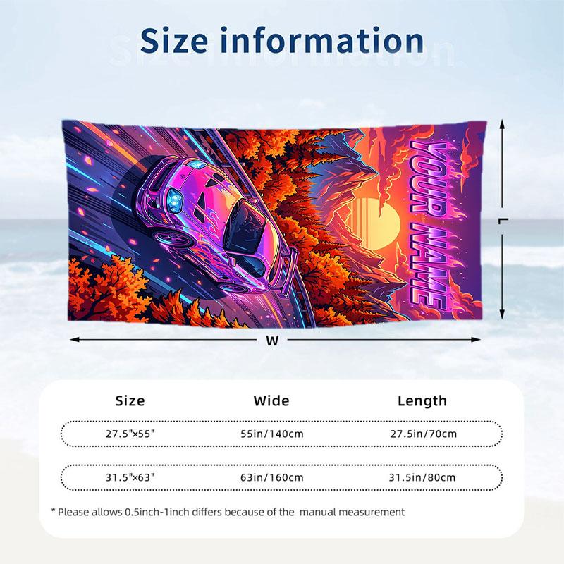 Adventure Journey Theme Beach Towel Personalized Custom Name & Text Soft Quick Dry Beach Towel for Swimming Travel