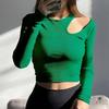 Spring and Autumn Women's Slim Bottom Shirt Sexy Strapless Irregular Long Sleeve Top