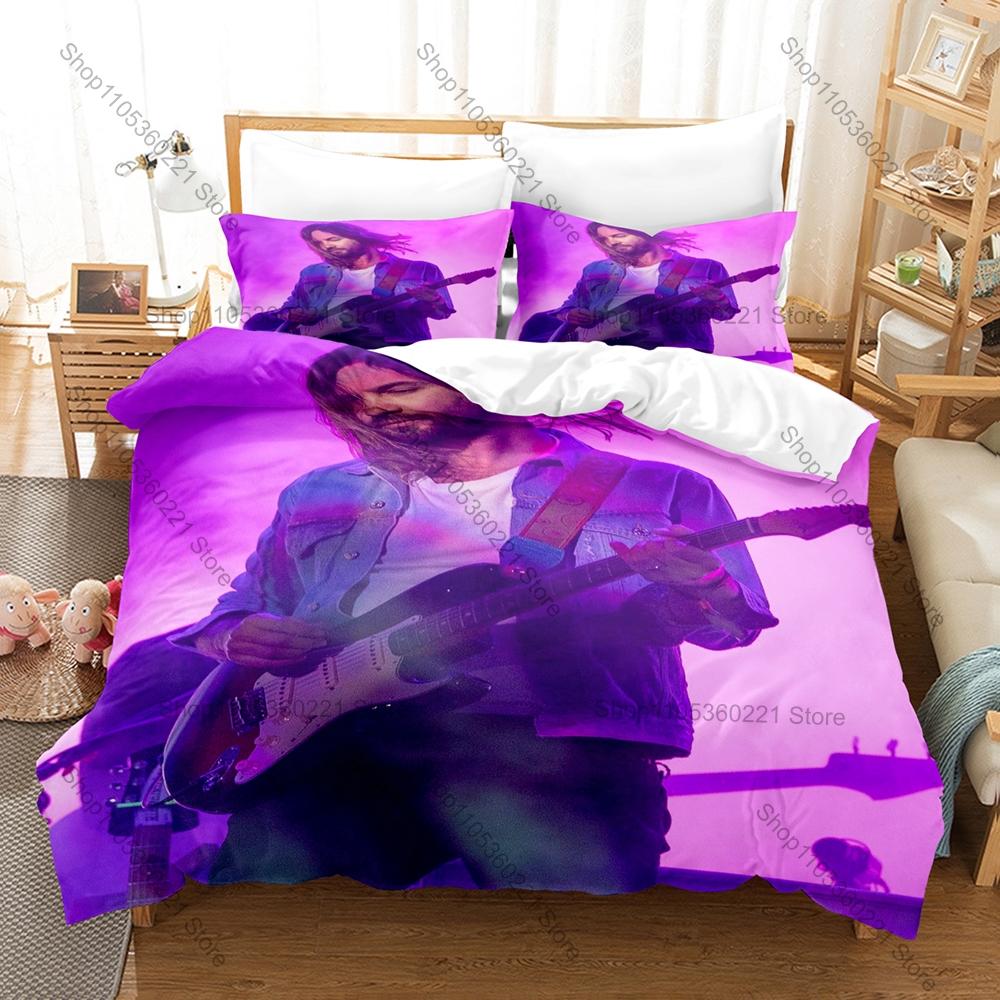 T-Tame Impala Duvet Cover + 2 Pillowcases Soft Gradient Cosmic Line Art Print Soft Quilt Cover Set Australian Legend Rock Band