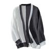 Women's Color Block Sweater Casual Loose Long Sleeved Knitted Cardigan Jacket