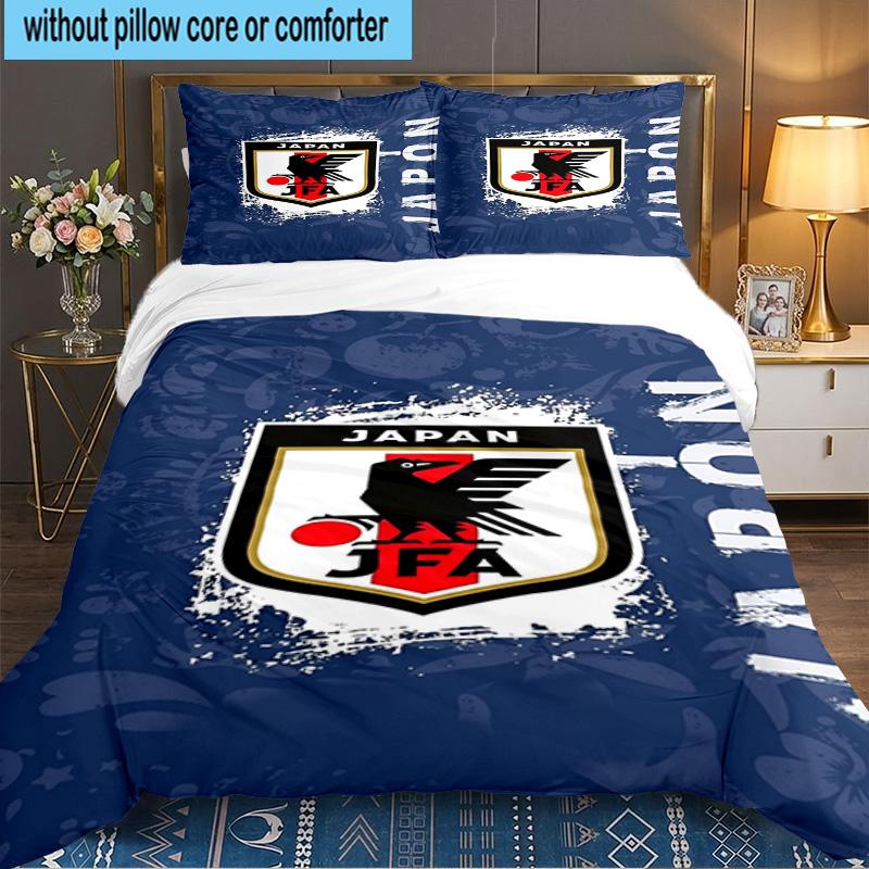 Japan Football Association Emblem 3PCS Bedding set,Ideal for 1pc Duvet Cover And 2pcs Pillowcases Perfect for Fan gift,Ideal for Bedroom, Dormitory
