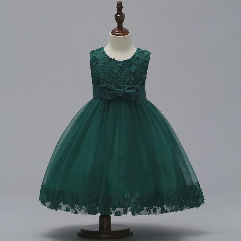 Европейское и американское сетчатое платье для дня рождения для девочек - платье принцессы для девочек-цветочниц
