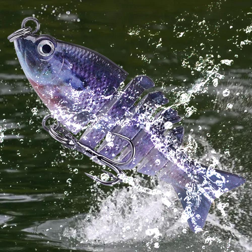 Mini Multi-Section Fish Luya Simulation Stainless Steel Crank Lure Artificial Hard Bait 5cm 2g Broken 6-Section with Hooks