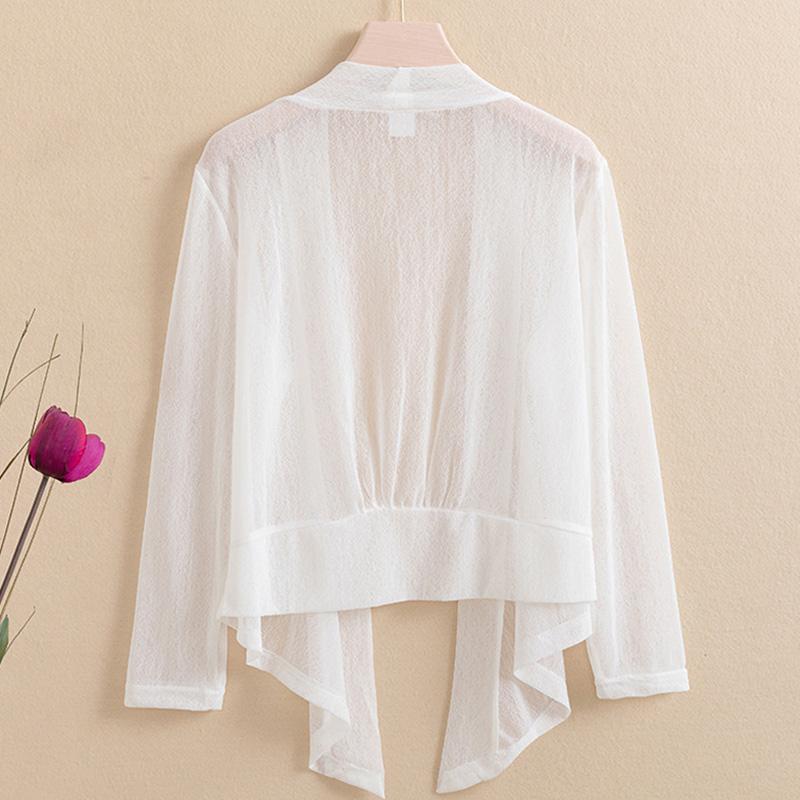 Женский легкий кардиган, блузка, женская шаль с длинным рукавом, пальто, куртка на шнуровке, прозрачная