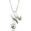 Initial White Gold Alphabet Necklace with Your Choice of Birthstone [M] (June Moonstone)