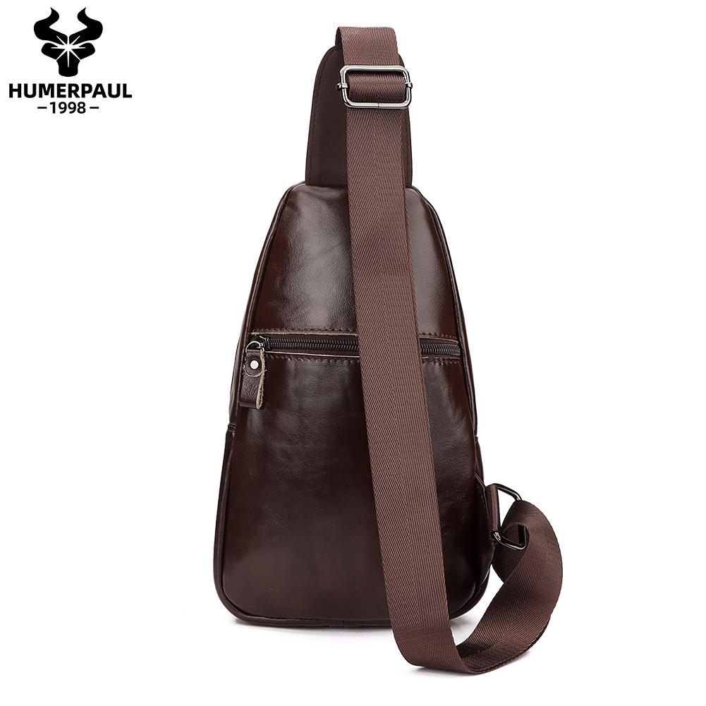 Humerpaul Мужская нагрудная сумка из натуральной кожи, большая вместительная сумка для мобильного телефона, сумка-мессенджер