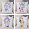 Children's Room Sofa Home Pillowcase Cute Cartoon Girl and Cat  Decoration  Animal Cushion Cover
