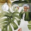 Тропические Листья Шторка для Душа, Зелено-Коричневый Дизайн с Пальмами и Монстерой, Ткань в Стиле Гавайских Джунглей с Крючками
