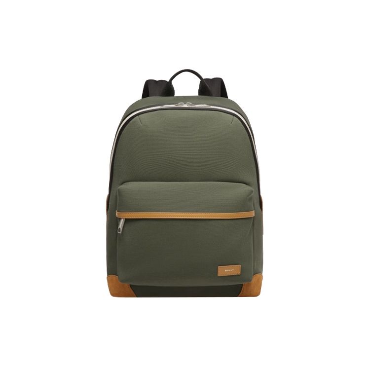 Bally Logo Zipper Closure Backpack Fabric Men Backpacks Green 6305064