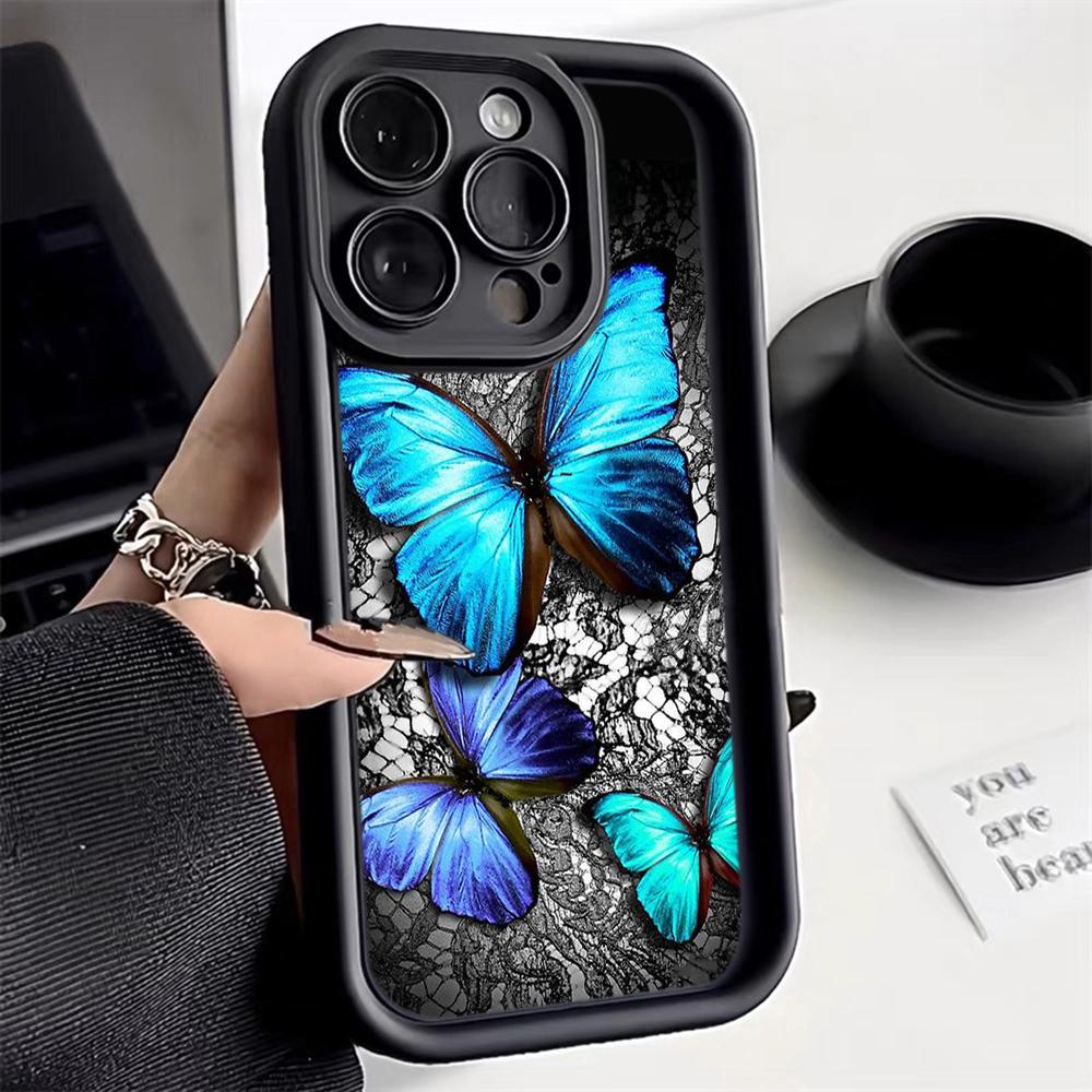 Мягкий чехол для телефона Angel Eye TPU для Samsung A05 A13 A23 A53 A14 A24 A34 A54 A15 A25 A35 A55 S20 S23 FE S24 Ultra Ae68 Бабочка цветок милый дизайн