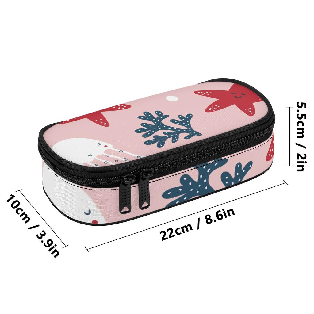 Pen Case 300D Polyester Spacious Storage Secure Zipper with Main Pocket Mesh Layer and Removable Pen Divider for School and Study