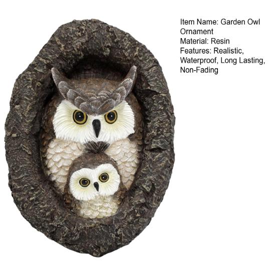 Садовая статуя совы, обнимателя дерева, реалистичный вид, водонепроницаемая, не выцветающая, уличная статуя из смолы для двора, орнамент