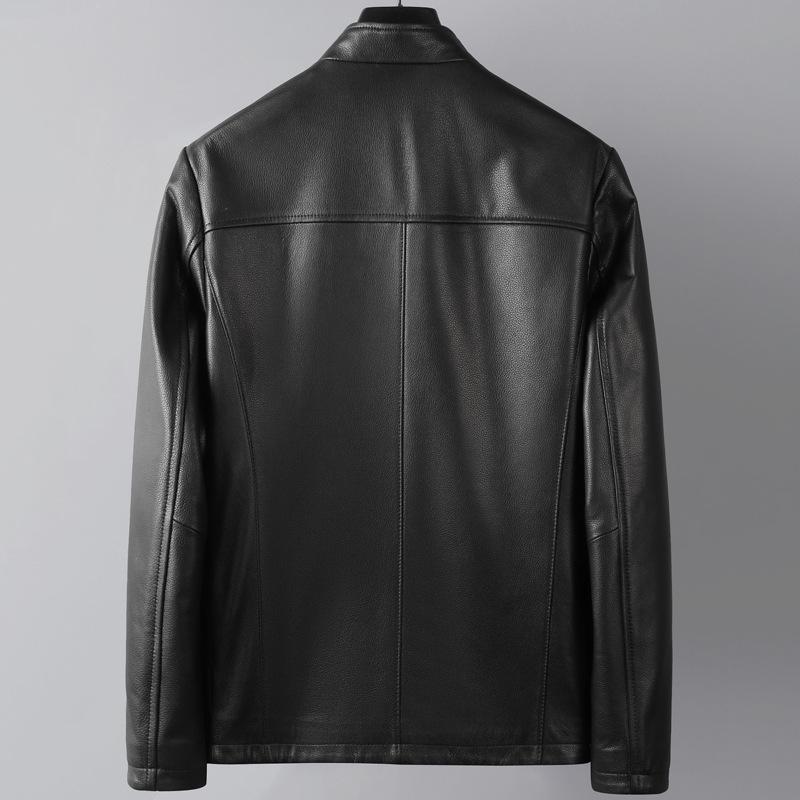 Leather Leather Jacket Leather Men's Leather Jacket Leather Casual Goatskin Men's Stand-Up Collar Casual Jacket