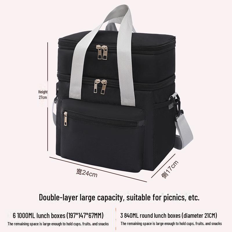 Двухслойная водонепроницаемая сумка для ланча с изоляцией для пикников и использования на открытом воздухе