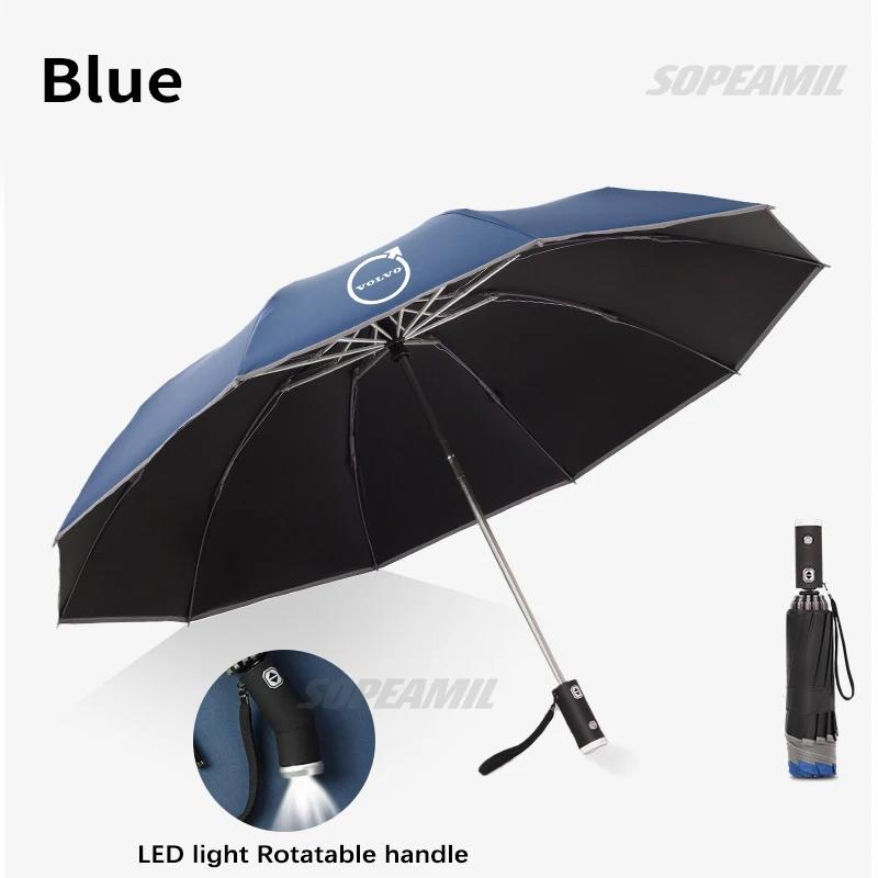For Volvo XC40 XC60 XC70 XC90 S40 S60 S80 S90 V40 V60 V70 V90 Car Led Light Umbrella Automatic Folding Sun Protection Sunshade
