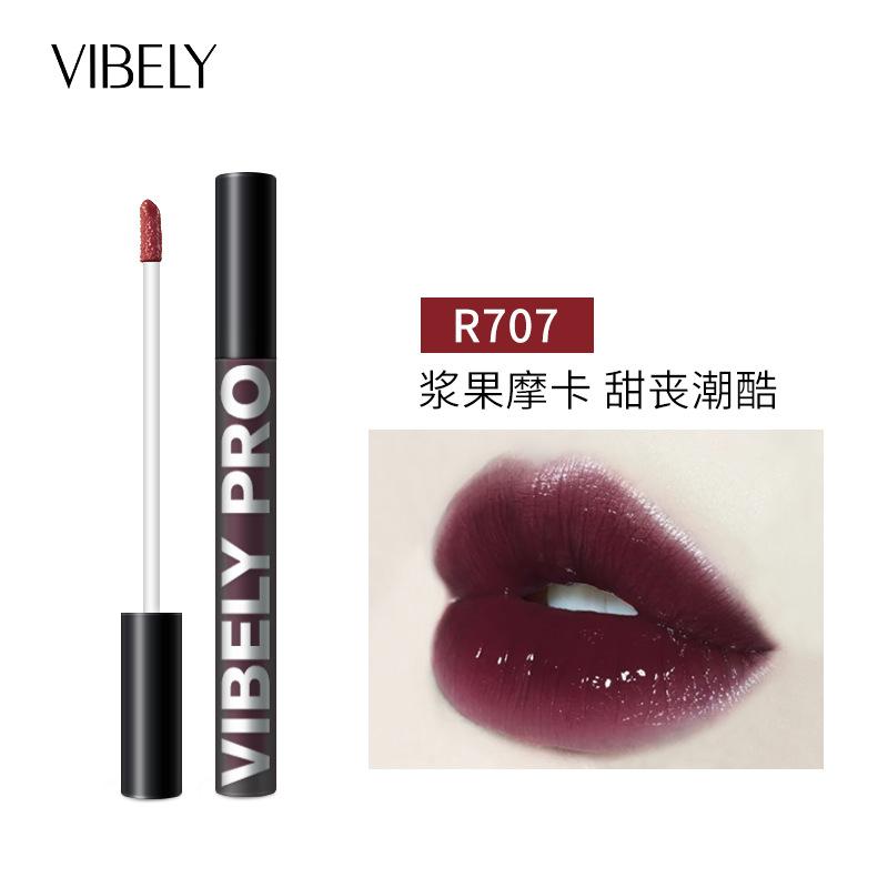 VIBELY маленькое черное зеркало, воздушная глазурь для губ, водянистый черный тюбик, увлажняющий, питательный зеркальный блеск, блеск для губ, помада