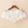 Pure Color Lace Shawl Lace Fake Collar Cape Cross Cloak Hollow Out Shawl  Spring Autumn