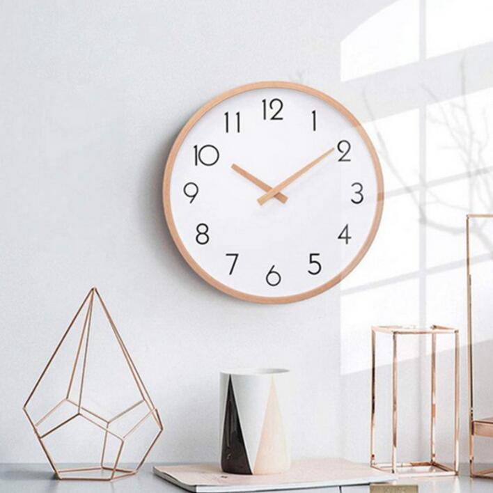 White Wall Clock Modern Design Nordic Wood Living Room Silent Clock Mechanism Bedroom Kitchen Office Brief Clocks Mechanism