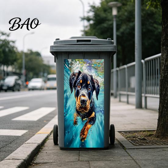 Weatherproof Waste Container Art Fun Animal Trash Can Stickers, Self?Adhesive Bin Decals for Outdoor Removable Vinyl Skins Garbage Can, Mailbox