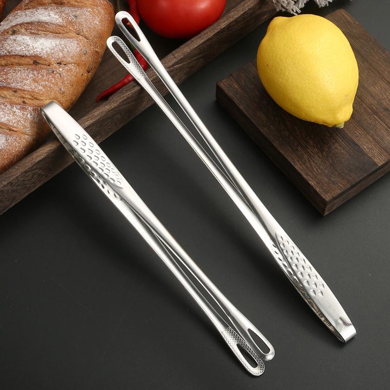 1Pc Stainless Steel Kitchen Tongs BBQ Grill Cooking Tweezers Barbecue Tongs Clip Salad Meat Tongs Food Tweezers Kitchen Utensils