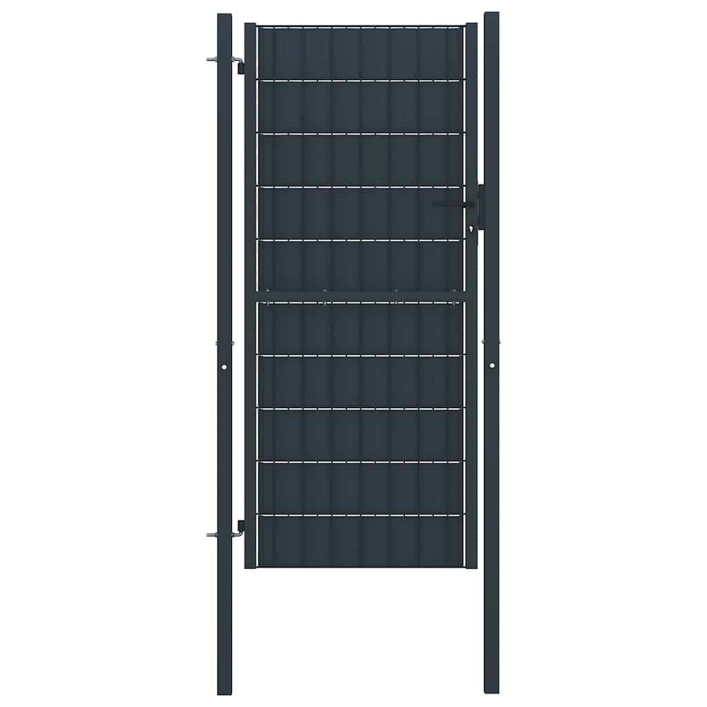 Vidaxl Furtka Ogrodzeniowa, Pvc I Stal, 100 X 204 Cm, Antracytowa