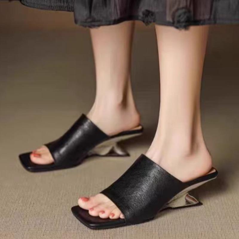 Элегантные Женские Шлепанцы Сандалии На Высоких Каблуках Новая Тенденция Обувь На Каблуках 2025 Лето Платье Женские Туфли-лодочки Повседневные Шлепанцы Вьетнамки