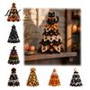 Dark Style Holiday Ornaments Halloween Wooden Tree Ornament, 2D Flat Quilted Fabric Desktop Double Artistic Crafts for Gifts Side Wood Table Sign Home