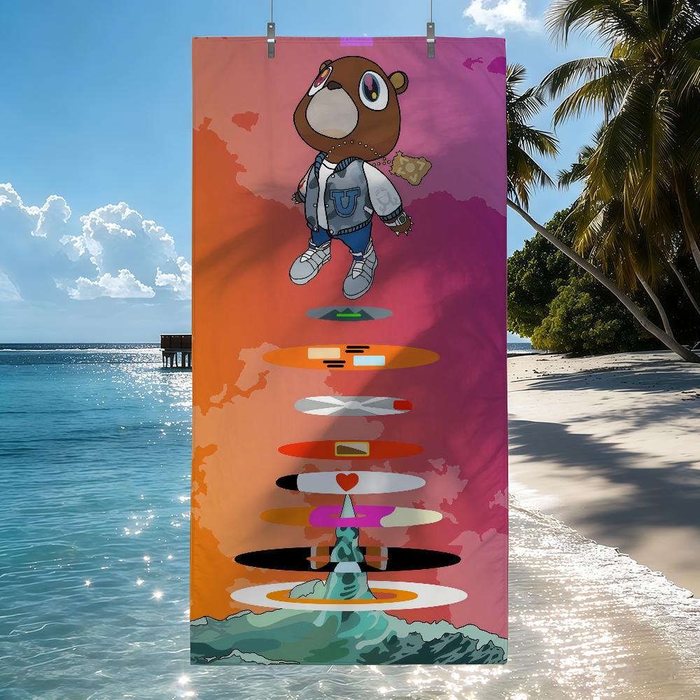Полотенце Singer K-Kanye Dropout Bear Быстросохнущие Пляжные полотенца Подходят для Бассейнов Кемпинга Йоги и Спортзала