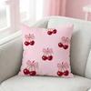 Pink Bow Cherry Pattern Pillow Case For Sofa Living Room Home Office Decor Protective Cover