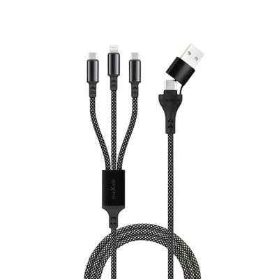 Maxlife Kabel Allin1 Usb + Usb-C - Lightning + 2X Usb-C 1,0 M 66W Czarny