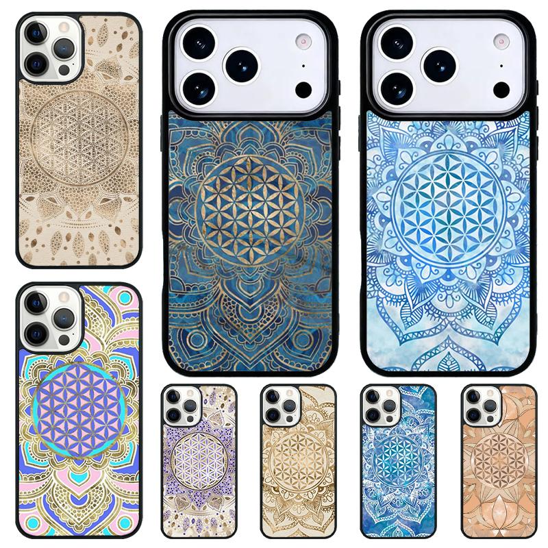 Чехол для телефона 'Цветок Жизни в Лотосе Пастельные Золота' для iPhone 17 Air 16 15 11 12 14 13 Pro Max Ударопрочный Чехол
