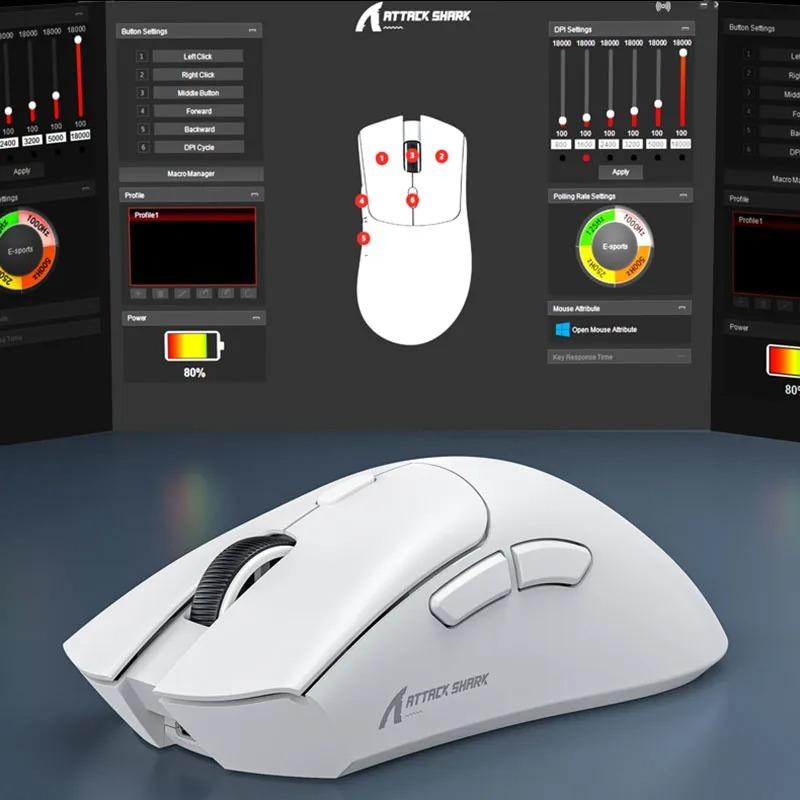 Attack Shark R1 Беспроводная игровая мышь Три режима 2.4G Bluetooth Проводная DPI 1000 Гц Сенсор PAW3311 59 г Легкая Перезаряжаемая