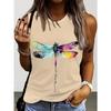 Butterfly Dragonfly Pattern 3D Print Women's Tank Tops Summer O-Neck Casual Vest Off Shoulder Sleeveless Top