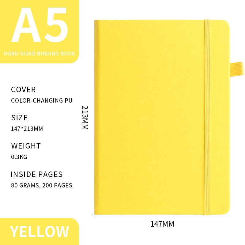 «Блокнот формата А5 в твердом переплете с полиуретановым ремешком, настраиваемым логотипом, свежим и простым дизайном»