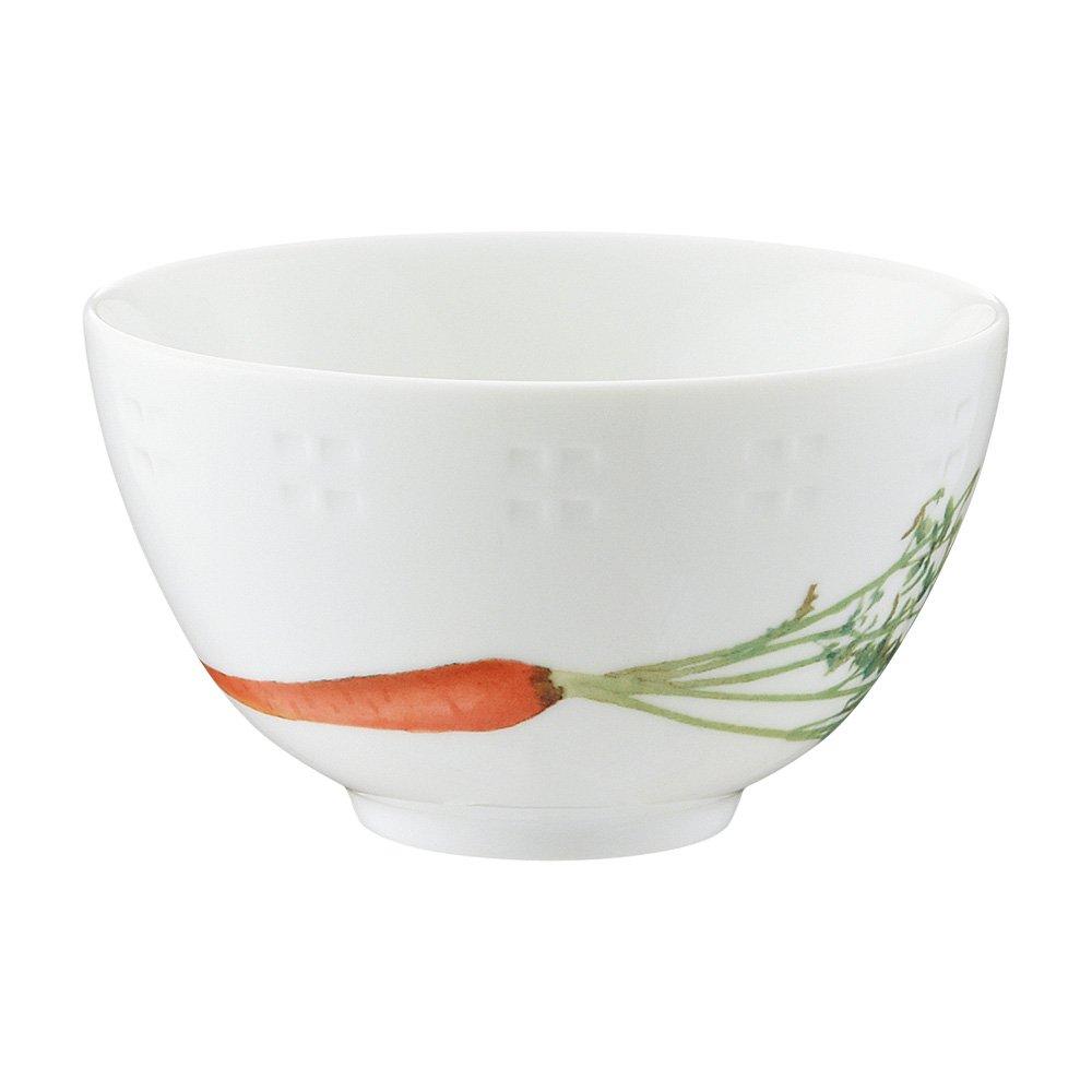 Noritake Rice Bowl Set of Different 345cc Kyoka Shunsai Microwave and Dishwasher Safe 2 Pieces Kintoki Carrot and Kamo Eggplant Fine Porcelain (Pair