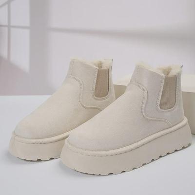 Женские зимние ботинки на толстой подошве 2024 года: Модный, утолщенный, короткий ствол в корейском стиле для зимы