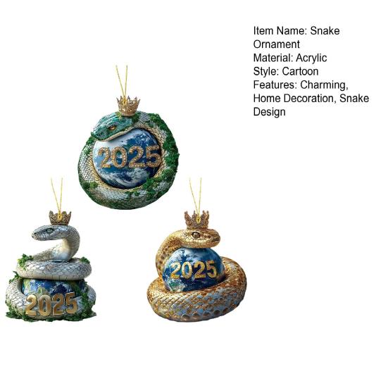 1 шт/3 шт змея украшение 2025 год змеи 2D акриловый кулон корона змея подвесное украшение для рождественской елки домашний декор