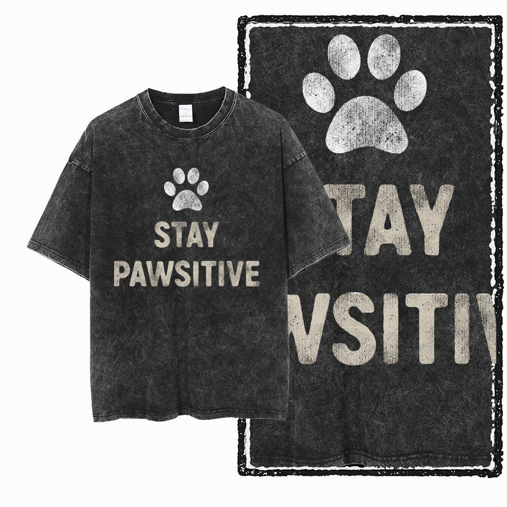 Dog Print Vintage Streetwear Washed Distressed Big Size Black Cotton Unisexs TShirt G