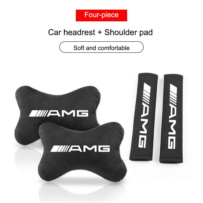 OQA4 Car Seat Belt Protection Shoulder Pads Headrest Neck Pillow For Mercedes Benz W177 W213 GLS GLE1 W212 W205 AMG Auto Accessories