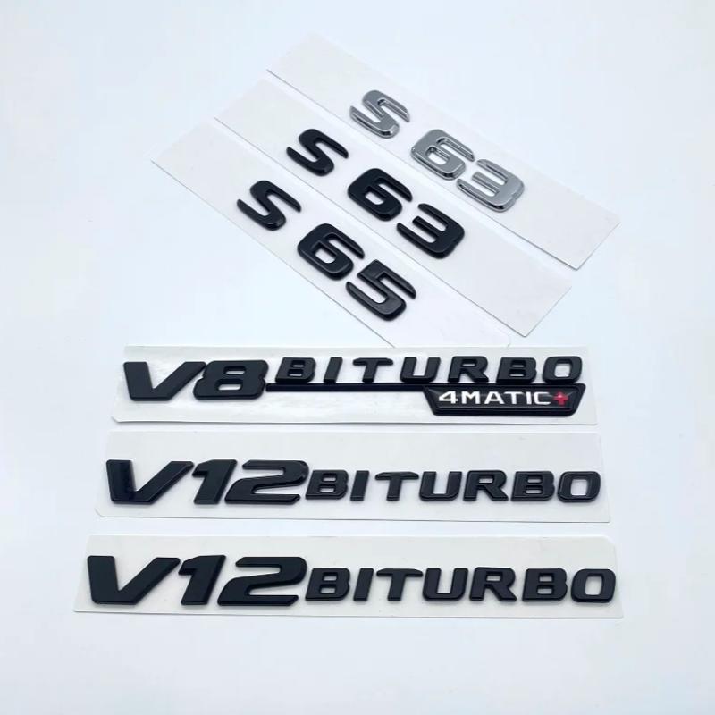 3D Letters S63 S65 V12 Biturbo V8Biturbo 4matic+ ABS Emblem for Mercedes Benz W222 W223 Car Fender Trunk Logo Sticker AU1