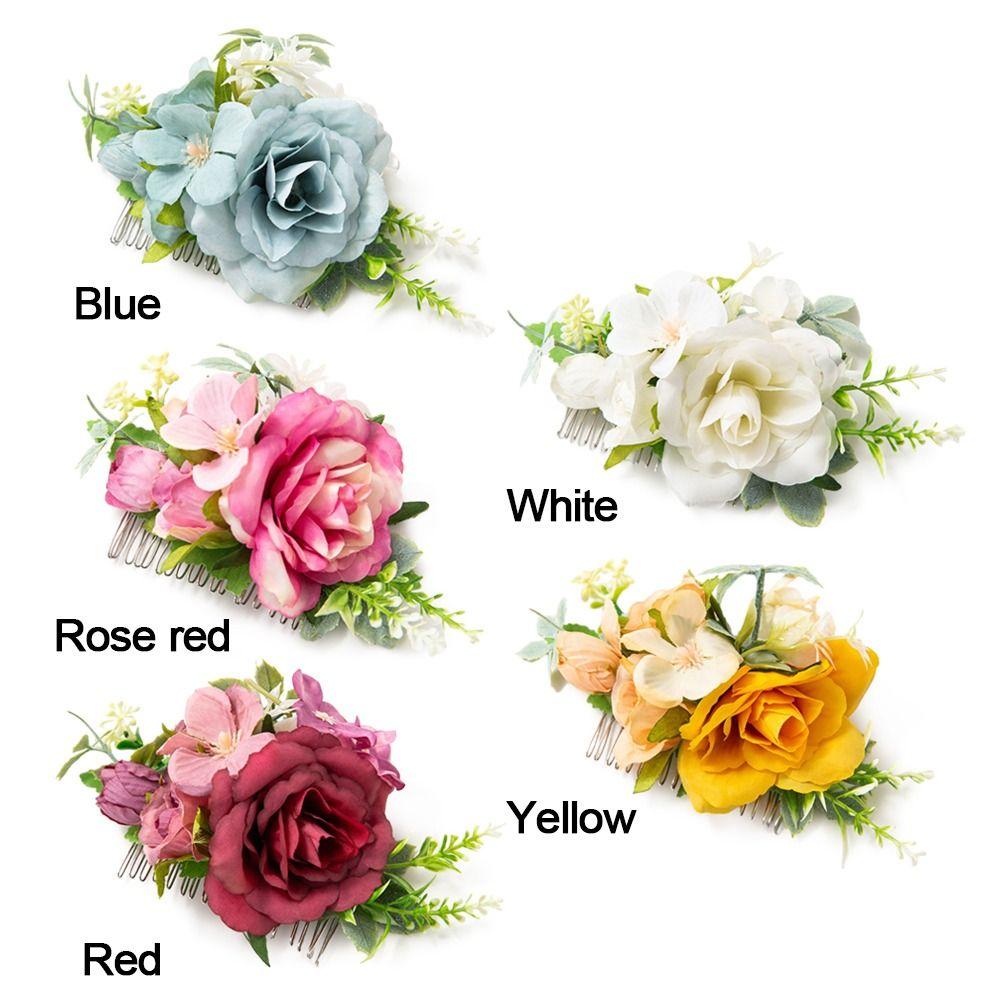 Свадебные хрустальные украшения для волос Цветочная расческа для волос Свадебные аксессуары для волос Расческа для волос с цветочными листьями